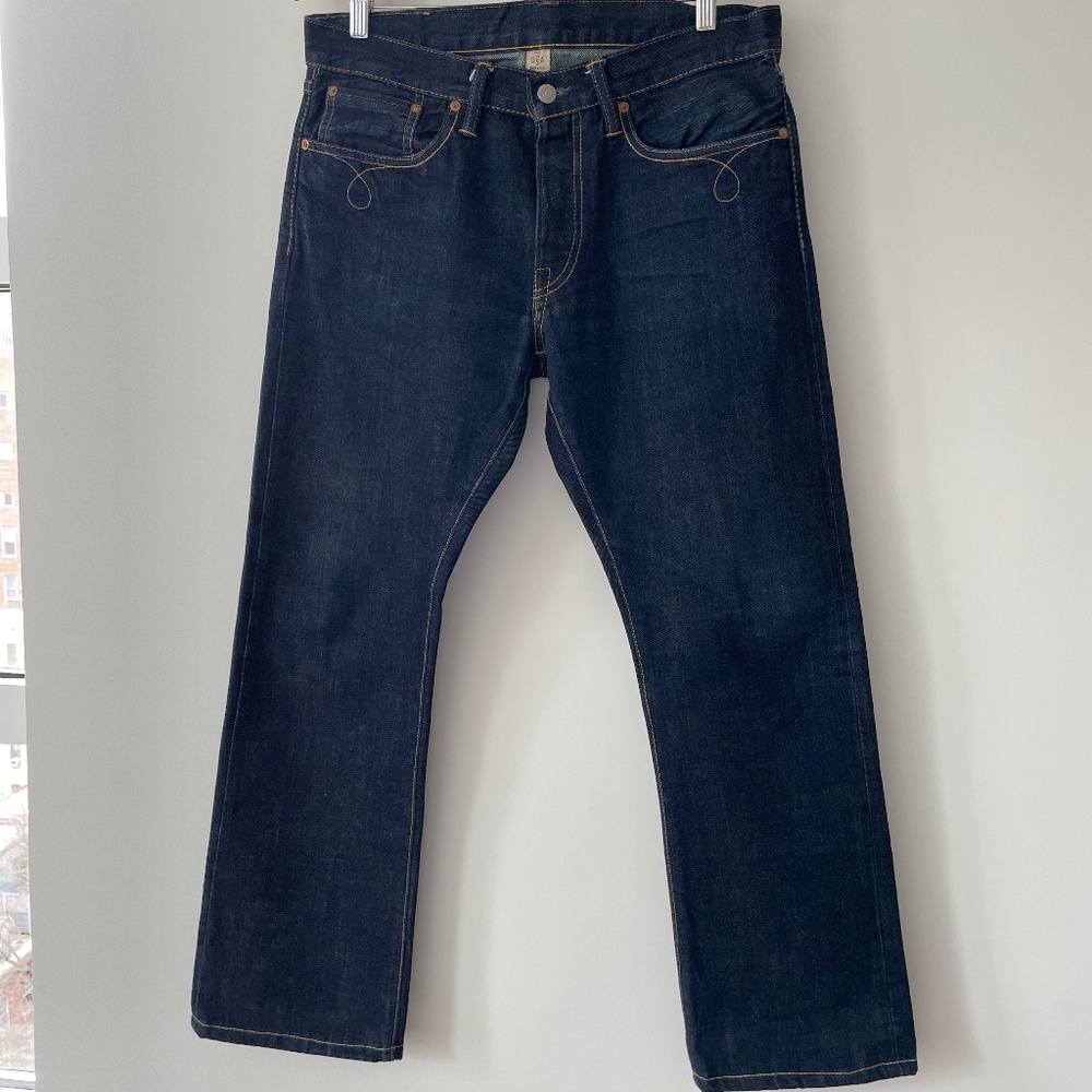 RRL Jeans 32x 32 dark blue Japanese selvedge jeans. Button fly.